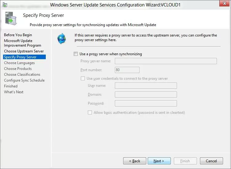 proxy server settings for upstream connection