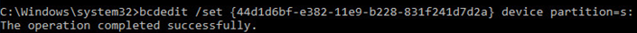 bcdedit /set device partition