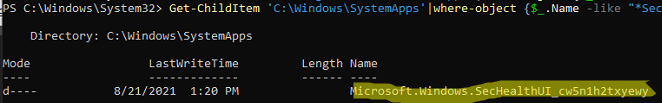 check for SecHealthUI app folder in windows 10/11