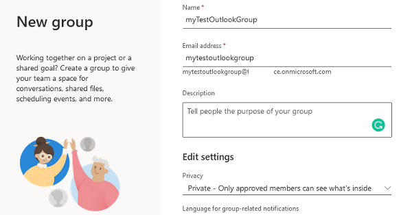 create new universal group in azure / microsoft 365