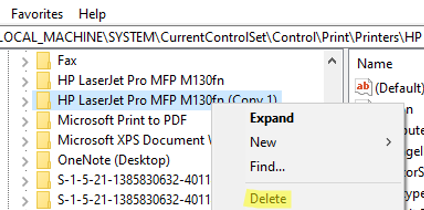 Delete a Printer from the Windows Registry
