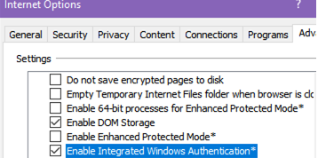 Enable Integrated Windows Authentication in Internet Explorer