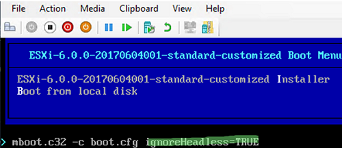 esxi enable headless mode (ignoreHeadless=TRUE)