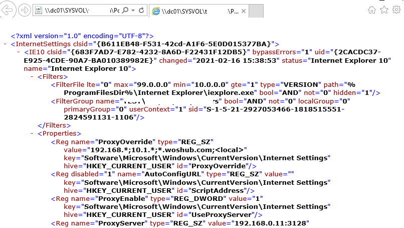 ie version support in gpo config file