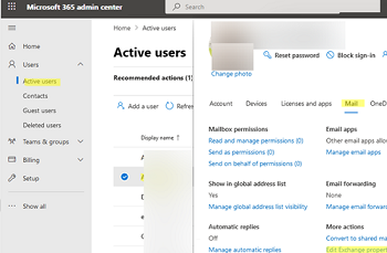 microsoft 365 edit exchange user properties