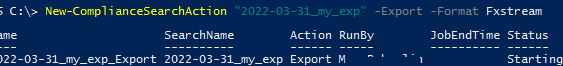 New-ComplianceSearchAction poweshell