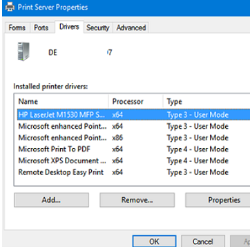 remove printer in windows 10