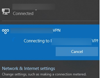 vpn connection hangs / not working on windows 10