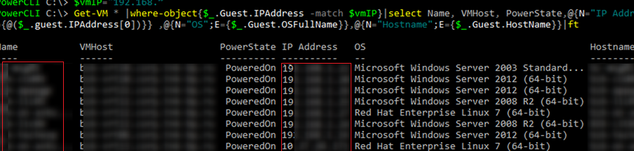 list vmware vms with ip address, os version and host name