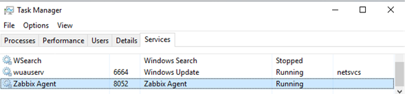 zabbixagent windows service