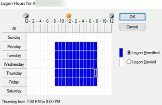 active directory restrict permittedlogonhours in user properties