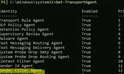 Exchange: Get-TransportAgent installed