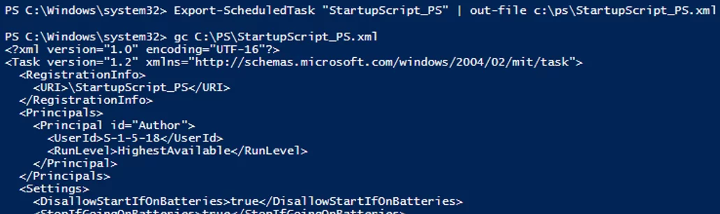 Export-ScheduledTask - xml task