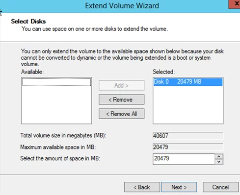 extend volume wizard