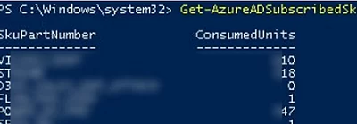 Get-AzureADSubscribedSku 