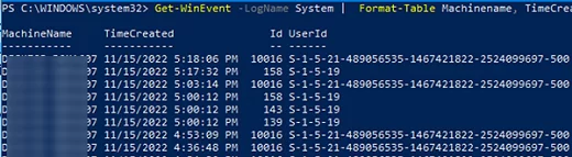 get-winevent format-table