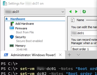 How to boot Hyper-V VMs in a specific order using Powershell script