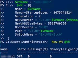 hyper-v create vm powershell