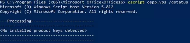 ospp.vbs - no office installed product keys detected