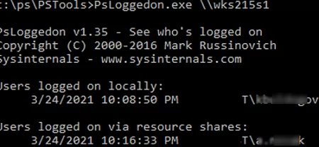 psloggedon View Whom Is Logged on remote computer