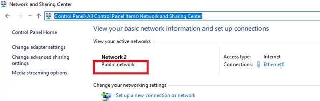 public network in windows 10 control panel