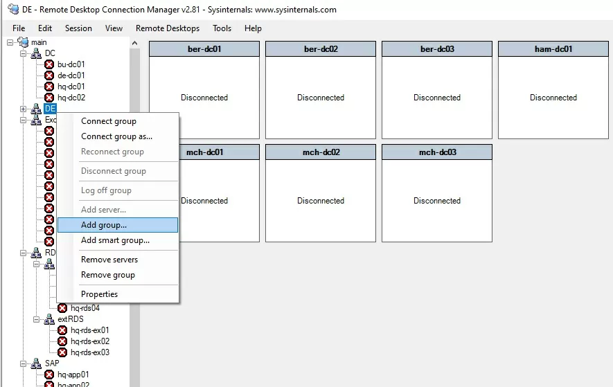 remote rdp\rds hosts in rdcman console