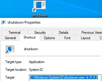 Shutdown shortcut