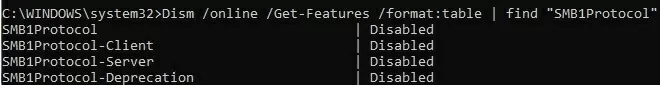 smb1protocol disabled in windows10
