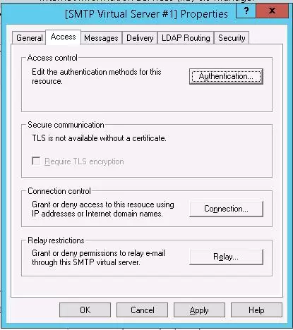 smtp access tab