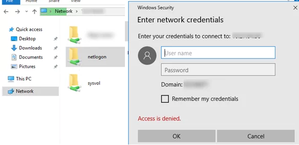windows 10 unable to access sysvol and netlogon