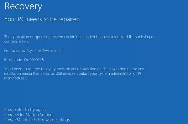 winload.efi error code 0xc0000225